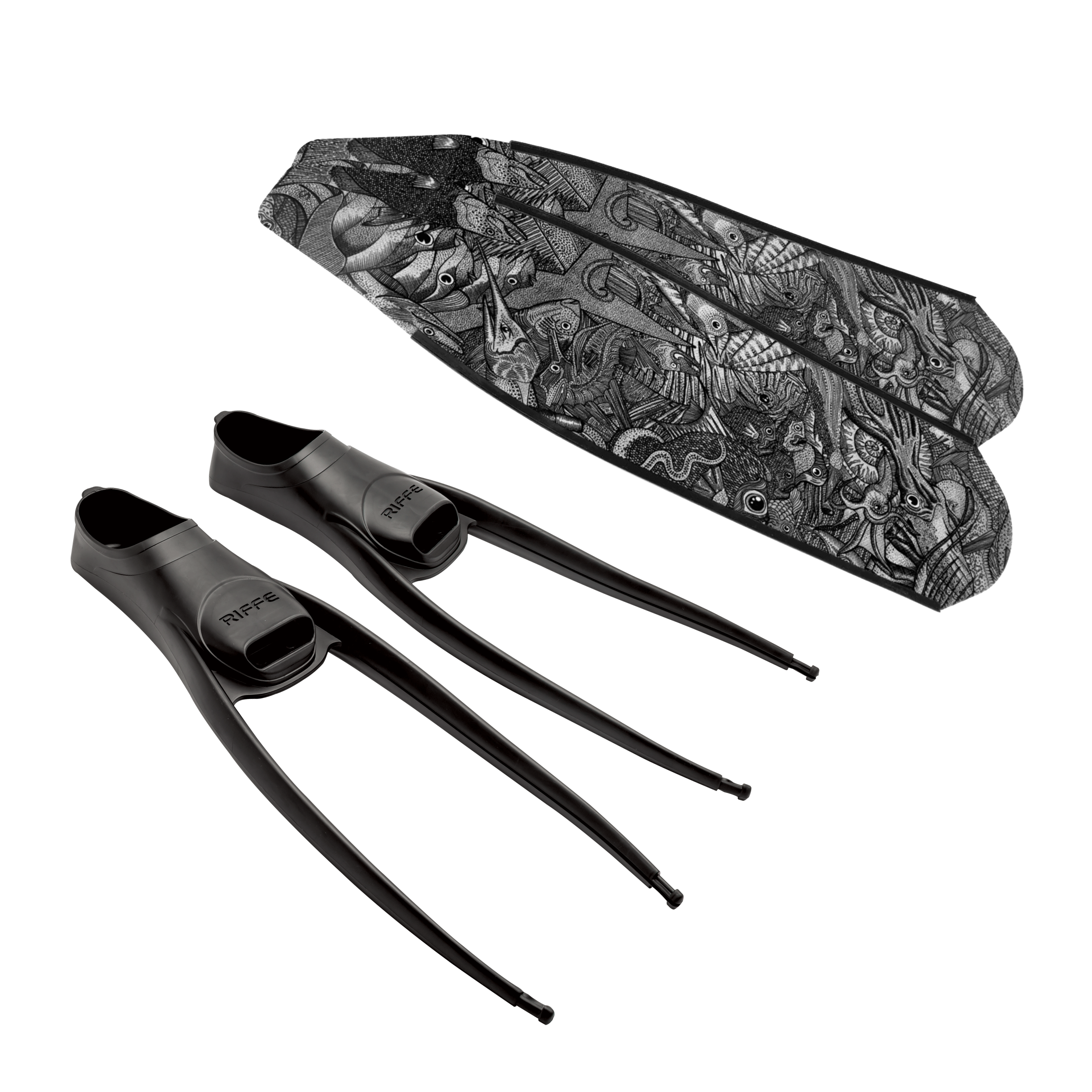 DiveR Carbon Reeflife Monochrome Fin Setup